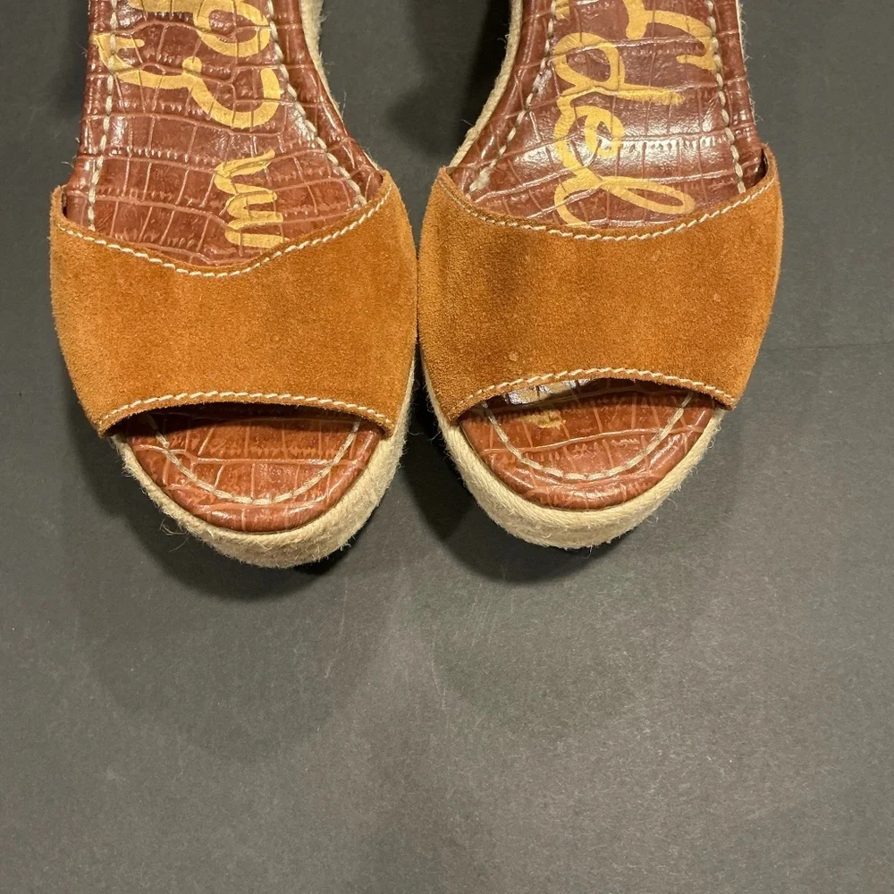 Sam Edelman Dimitree Brown Suede Espadrille Wedge Sandals Size 8.5